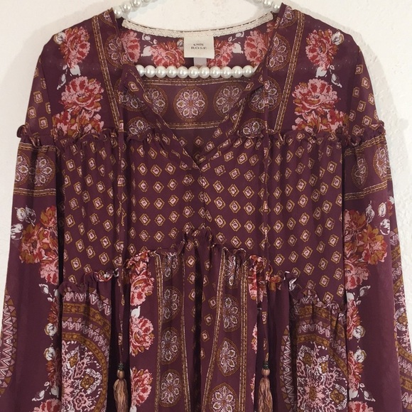 Knox Rose Boho Peasant Top with Tassels Small - Picture 4 of 9